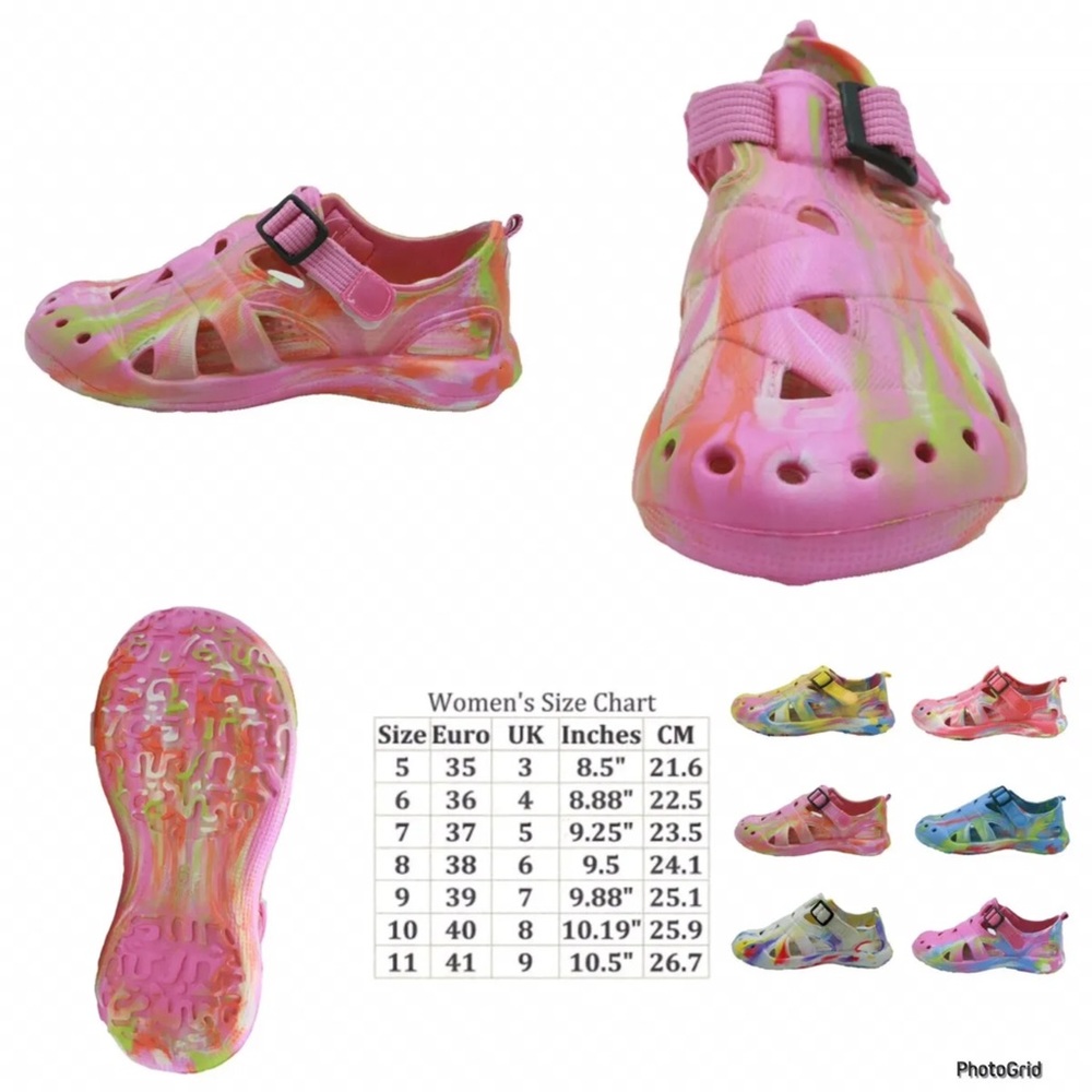 Easy USA size 11 pink tie dye clog water shoes NWT